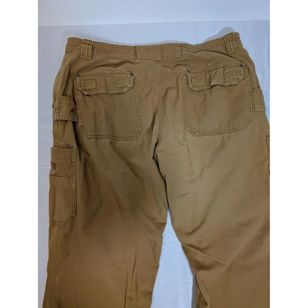 Duluth Trading Co 36/34 Flex Fire Hose Relaxed Cargo Pants Mens Tan Brown Work - Picture 12 of 14
